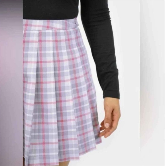 Self Esteem Pastel Lilac Purple Plaid Pleated Skirt Size Small - Picture 2 of 8